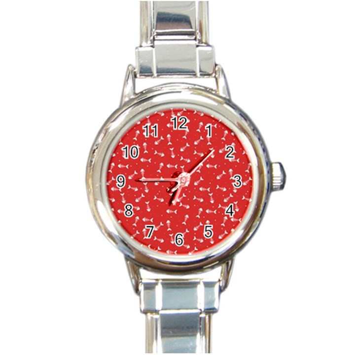 Fish bones pattern Round Italian Charm Watch