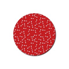 Fish Bones Pattern Rubber Round Coaster (4 Pack)  by ValentinaDesign