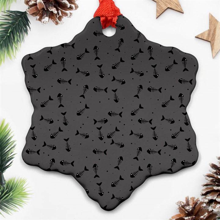 Fish bones pattern Snowflake Ornament (Two Sides)