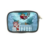 Christmas Design, Santa Claus With Reindeer In The Sky Coin Purse Back