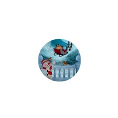 Christmas Design, Santa Claus With Reindeer In The Sky 1  Mini Buttons by FantasyWorld7