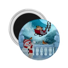 Christmas Design, Santa Claus With Reindeer In The Sky 2 25  Magnets by FantasyWorld7