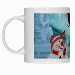 Christmas Design, Santa Claus With Reindeer In The Sky White Mugs by FantasyWorld7