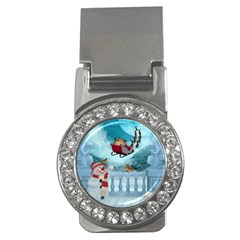 Christmas Design, Santa Claus With Reindeer In The Sky Money Clips (cz)  by FantasyWorld7