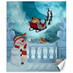 Christmas Design, Santa Claus With Reindeer In The Sky Canvas 20  X 24   by FantasyWorld7