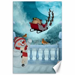 Christmas Design, Santa Claus With Reindeer In The Sky Canvas 20  X 30   by FantasyWorld7