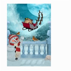 Christmas Design, Santa Claus With Reindeer In The Sky Large Garden Flag (two Sides) by FantasyWorld7