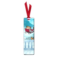 Christmas Design, Santa Claus With Reindeer In The Sky Small Book Marks by FantasyWorld7