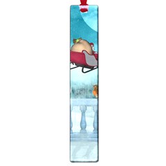 Christmas Design, Santa Claus With Reindeer In The Sky Large Book Marks by FantasyWorld7