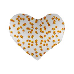 Candy Corn Standard 16  Premium Heart Shape Cushions by Valentinaart