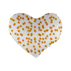 Candy Corn Standard 16  Premium Flano Heart Shape Cushions by Valentinaart