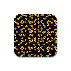 Candy Corn Rubber Square Coaster (4 Pack)  by Valentinaart