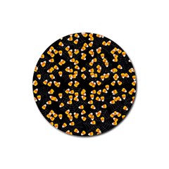 Candy Corn Rubber Round Coaster (4 Pack)  by Valentinaart