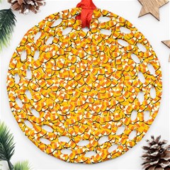 Candy Corn Round Filigree Ornament (two Sides) by Valentinaart