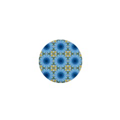 Blue Nice Daisy Flower Ang Yellow Squares 1  Mini Buttons by MaryIllustrations