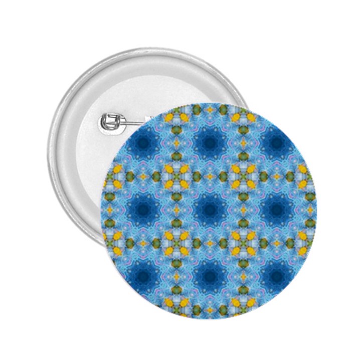 blue nice Daisy flower ang yellow squares 2.25  Buttons