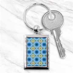 Blue Nice Daisy Flower Ang Yellow Squares Key Chains (rectangle)  by MaryIllustrations