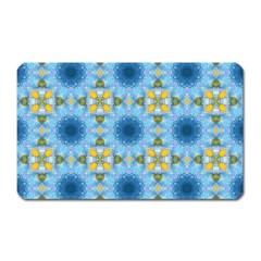 Blue Nice Daisy Flower Ang Yellow Squares Magnet (rectangular) by MaryIllustrations