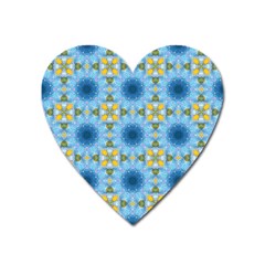 Blue Nice Daisy Flower Ang Yellow Squares Heart Magnet by MaryIllustrations