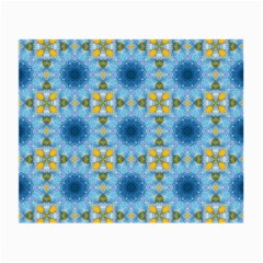 Blue Nice Daisy Flower Ang Yellow Squares Small Glasses Cloth (2-side)