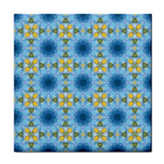 Blue Nice Daisy Flower Ang Yellow Squares Face Towel by MaryIllustrations