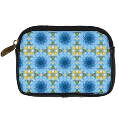 Blue Nice Daisy Flower Ang Yellow Squares Digital Camera Cases by MaryIllustrations