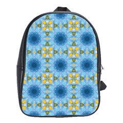 Blue Nice Daisy Flower Ang Yellow Squares School Bag (large) by MaryIllustrations