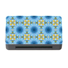 Blue Nice Daisy Flower Ang Yellow Squares Memory Card Reader With Cf