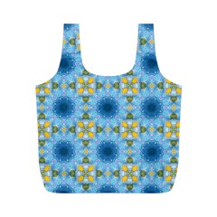 Blue Nice Daisy Flower Ang Yellow Squares Full Print Recycle Bags (m)  by MaryIllustrations