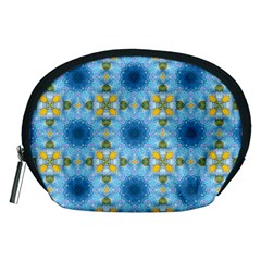 Blue Nice Daisy Flower Ang Yellow Squares Accessory Pouches (medium)  by MaryIllustrations