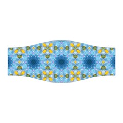 Blue Nice Daisy Flower Ang Yellow Squares Stretchable Headband by MaryIllustrations