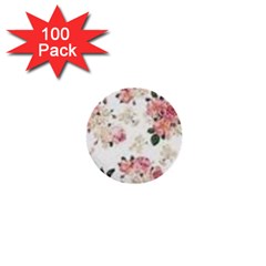 Pink And White Flowers  1  Mini Buttons (100 Pack) 