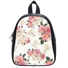 Pink And White Flowers  School Bag (small)