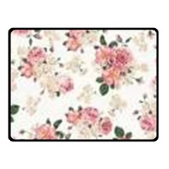 Pink And White Flowers  Double Sided Fleece Blanket (small) 