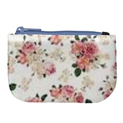 Pink And White Flowers  Large Coin Purse by MaryIllustrations