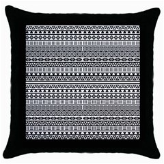 Aztec Influence Pattern Throw Pillow Case (black) by ValentinaDesign