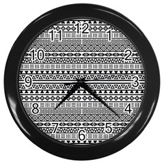 Aztec Influence Pattern Wall Clocks (black) by ValentinaDesign