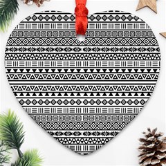 Aztec Influence Pattern Heart Ornament (two Sides) by ValentinaDesign