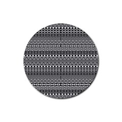 Aztec Influence Pattern Rubber Coaster (round)  by ValentinaDesign