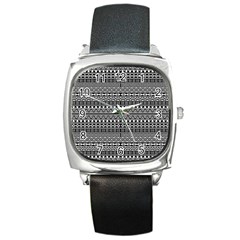 Aztec Influence Pattern Square Metal Watch by ValentinaDesign