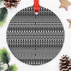 Aztec Influence Pattern Round Ornament (two Sides) by ValentinaDesign