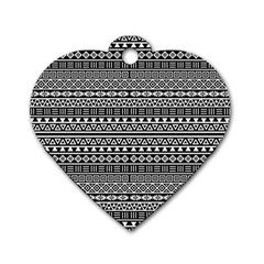 Aztec Influence Pattern Dog Tag Heart (two Sides) by ValentinaDesign