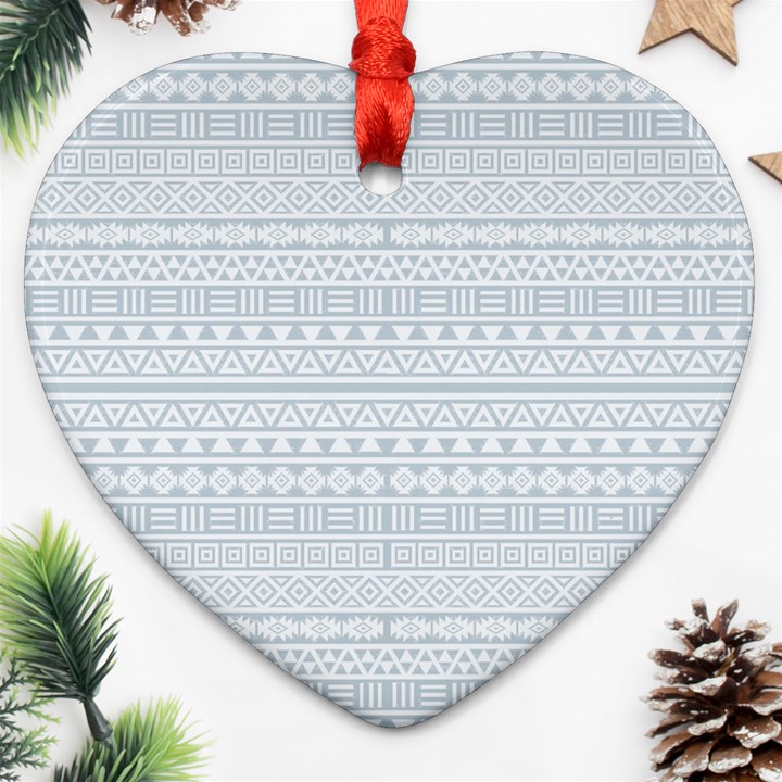 Aztec Influence Pattern Heart Ornament (Two Sides)