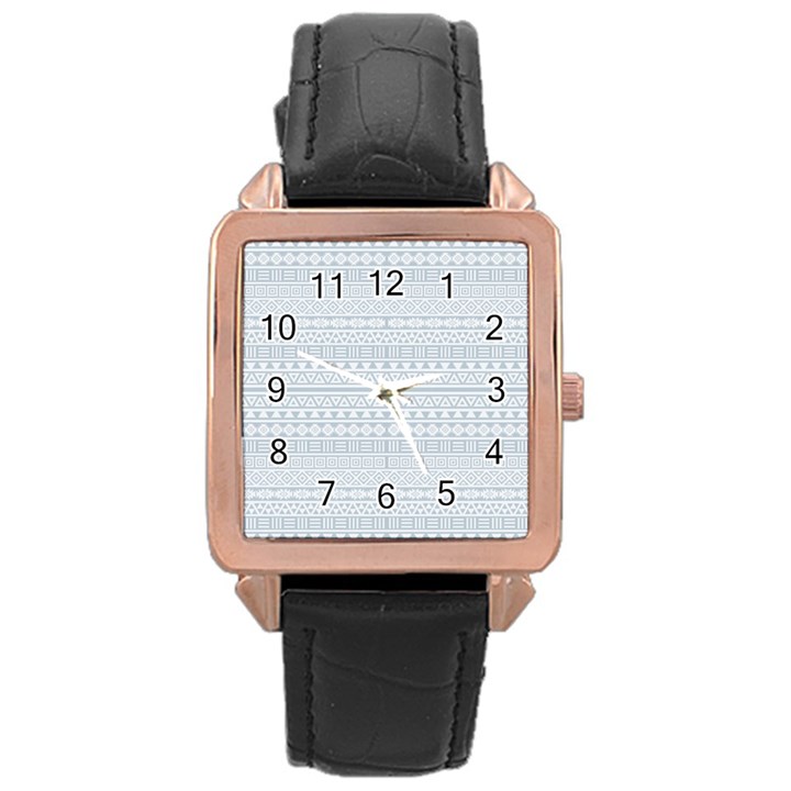 Aztec Influence Pattern Rose Gold Leather Watch 