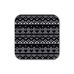 Aztec Influence Pattern Rubber Coaster (square)  by ValentinaDesign