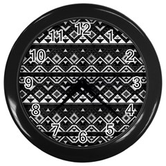 Aztec Influence Pattern Wall Clocks (black) by ValentinaDesign