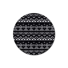 Aztec Influence Pattern Rubber Coaster (round)  by ValentinaDesign