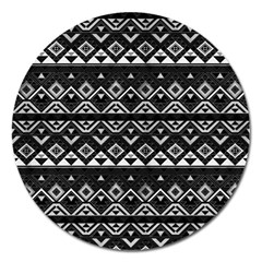 Aztec Influence Pattern Magnet 5  (round) by ValentinaDesign