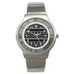 Aztec Influence Pattern Stainless Steel Watch Front