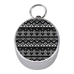 Aztec Influence Pattern Mini Silver Compasses by ValentinaDesign